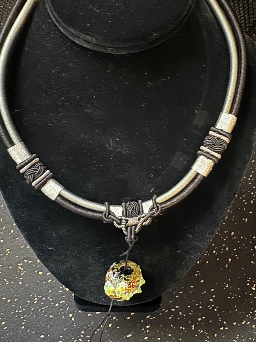 Custom Lampwork Glass Bead on Satin Choker - The Only One - Art by Angela